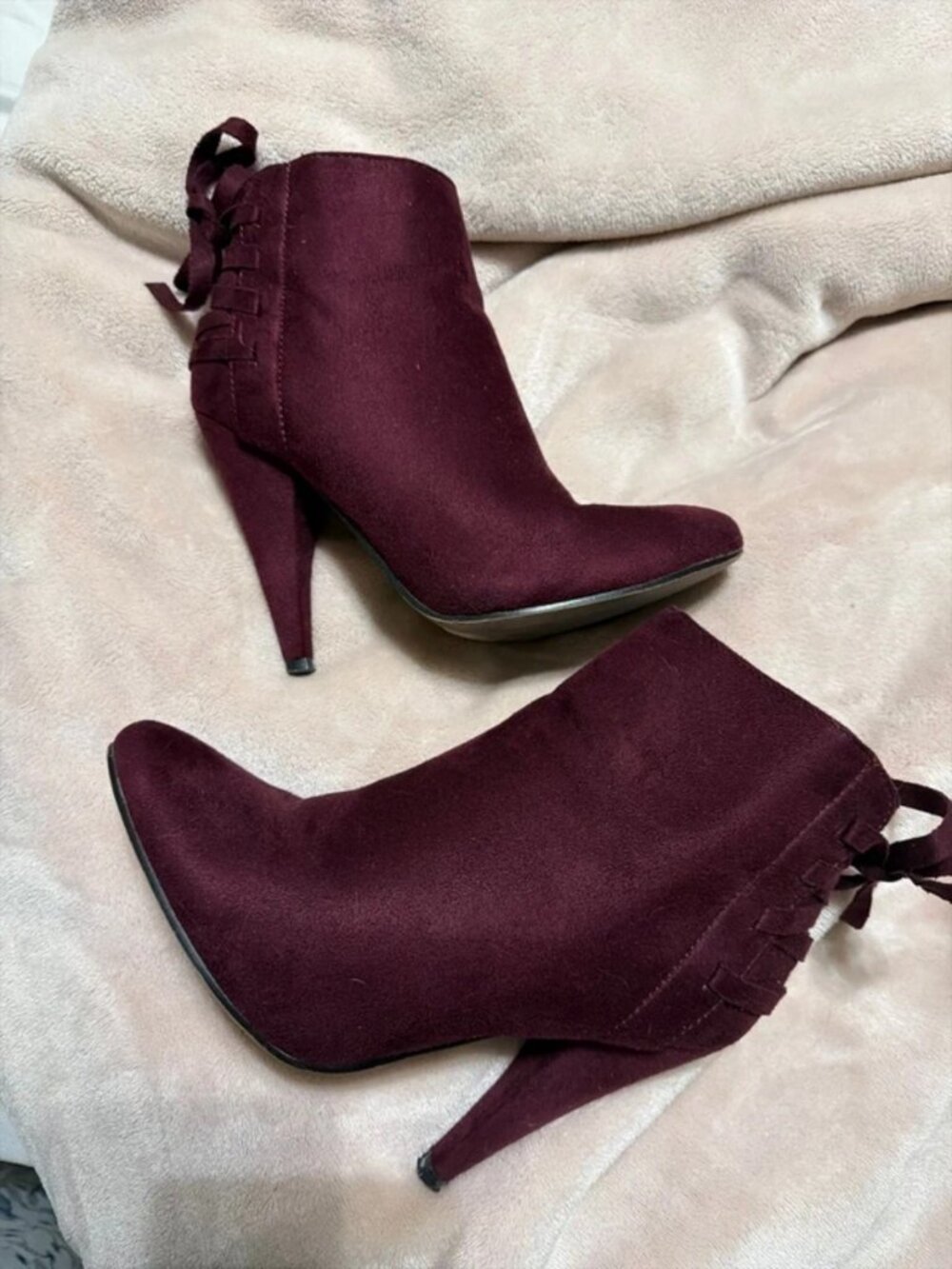 Burgundy booties